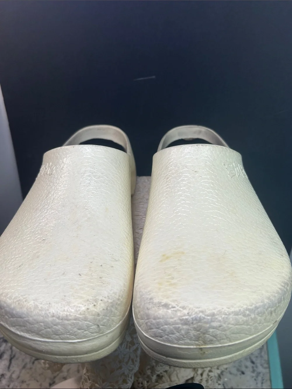 Birkies White Slip-On Clogs with Black Insole Birkenstock